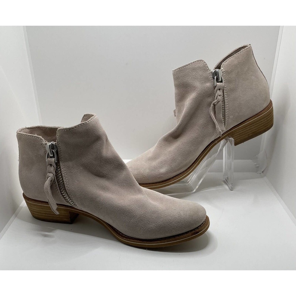 Dolce Vita Sutton Womens 9 Taupe Suede Ankle Booties Double Zipper EUC